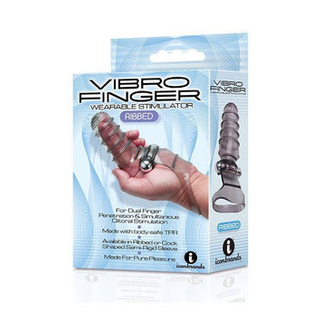 The 9's Vibrofinger Ribbed Finger Massager Grey Default Title