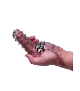 The 9's Vibrofinger Ribbed Finger Massager Grey