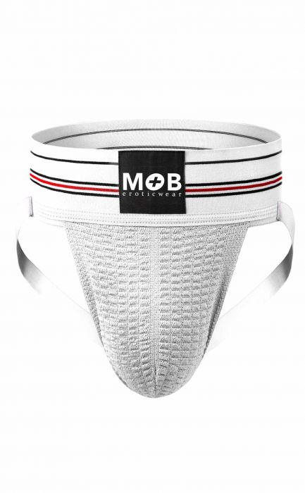 Mob Fetish Jockstrap White 3in Waistband(bulk) Small