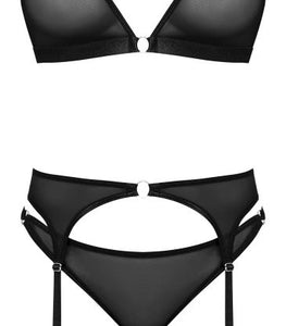 Sassy Bra Garter & Rouched Panty Black 2xl