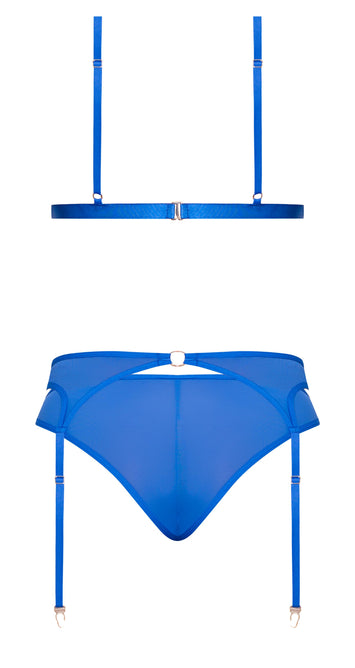 Sassy Bra Garter & Rouched Panty Cobalt