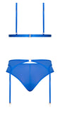 Sassy Bra Garter & Rouched Panty Cobalt