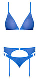 Sassy Bra Garter & Rouched Panty Cobalt