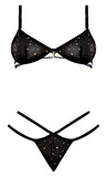 Glitz & Glam Bra & Thong Set Black L/xl