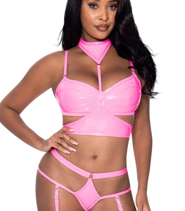 Club Candy Bra Harness & Panty Pink