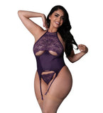 Basque & Split Panty Plum S m