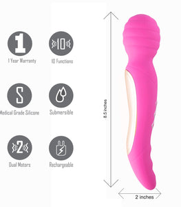 Zoe Rechargeable Dual Vibrating Wand Hot Pink