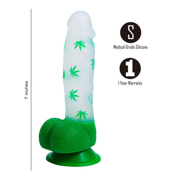 Leif 7 In 420 Pot Leaf Print Silicone Dong Default Title