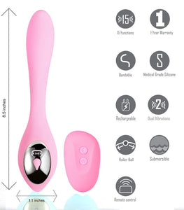 Harmonie Pink Bendable Dual Vibrator W/ Remote Control