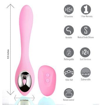 Harmonie Pink Bendable Dual Vibrator W/ Remote Control Default Title