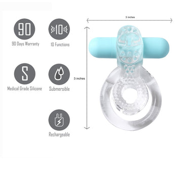 Jayden Rechargeable Vibrating Cock Ring Clear Sleeve Default Title