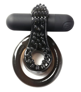 Jagger Rechargeable Vibrating Cock Ring Black Sleeve