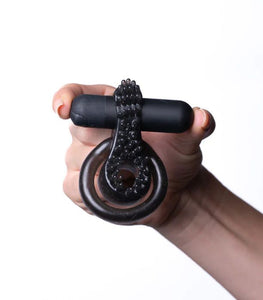 Jagger Rechargeable Vibrating Cock Ring Black Sleeve