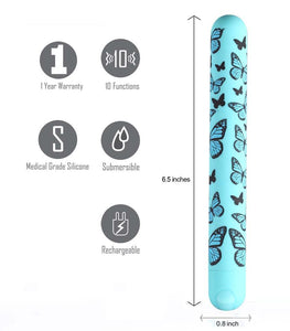 Monarch Butterfly Pattern Long Rechargeable Bullet