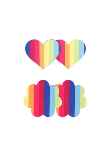 Pretty Pasties Pride Heart & Flower Rainbow 2 Pair Default Title