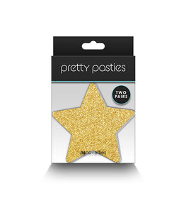 Pretty Pasties Glitter Stars Black/gold 2 Pair