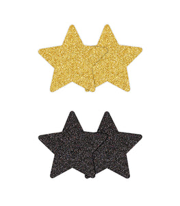 Pretty Pasties Glitter Stars Black/gold 2 Pair