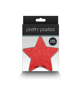 Pretty Pasties Glitter Stars Red/silver 2 Pair