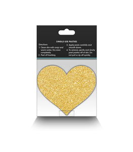 Pretty Pasties Glitter Hearts Black/gold 2 Pair