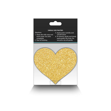 Pretty Pasties Glitter Hearts Black/gold 2 Pair Default Title