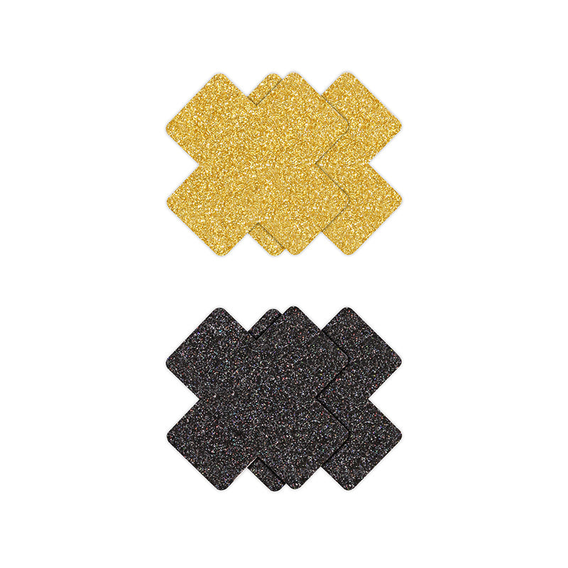 Pretty Pasties Glitter Cross Black/gold 2 Pair Default Title