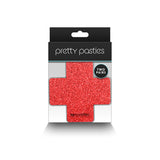 Pretty Pasties Glitter Cross Red/silver 2 Pair