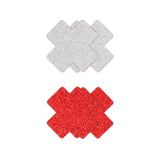 Pretty Pasties Glitter Cross Red/silver 2 Pair