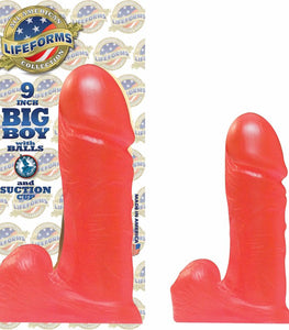 Big Boy 9in With Balls Suction Cup Red Jelly