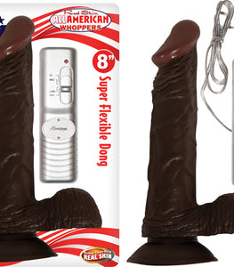 Afro American Whopper W/balls Vibrating 8in Brown