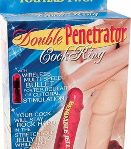Double Penetrator Cockring Red