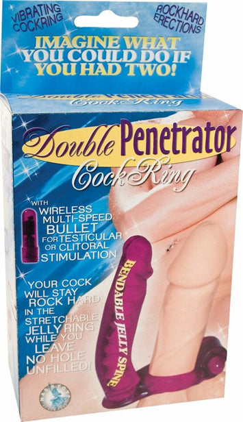 Double Penetrator Cockring Red