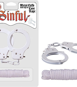 Sinful Metal Cuffs W/love Rope