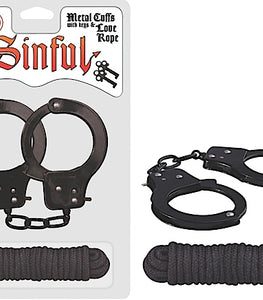 Sinful Metal Cuffs W/love Rope