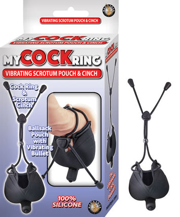 My Cockring Vibrating Scrotum Pouch & Cinch Black Default Title