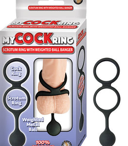 My Cockring Vibrating Scrotum W Weighted Ball Banger Black