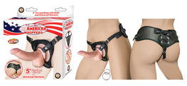 All American Whoppers 5 Curved Dong W Balls Flesh & Universal Harness