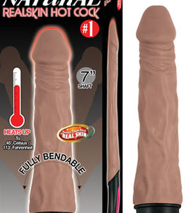 Natural Realskin Hot Cock #1 Brown Vibrating Dildo