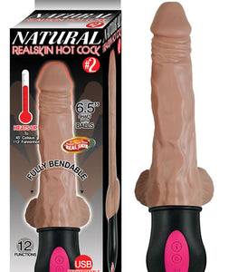 Natural Realskin Hot Cock #2 Brown Vibrating Dildo