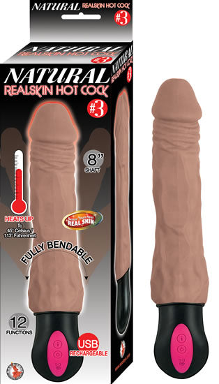 Natural Realskin Hot Cock #3 Brown Vibrating Dildo Default Title