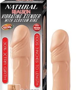 Natural Realskin Vibrating Xtender W/ Scrotum Ring