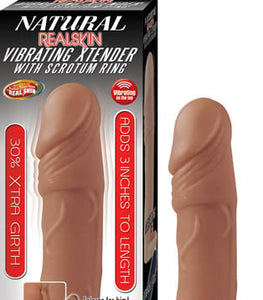 Natural Realskin Vibrating Xtender W/ Scrotum Ring