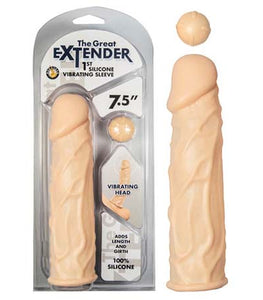 The Great Extender 1st Silicone Vibrating Sleeve 7.5 In Flesh