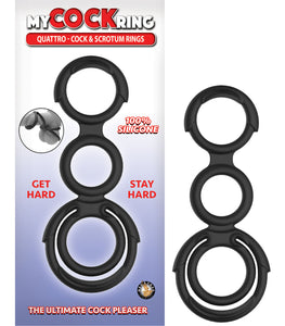 My Cockring Quattro-cock & Scrotum Rings Black