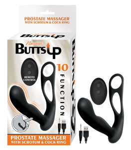 Butts Up Prostate Massager W/ Scrotum & Cock Ring Black Default Title