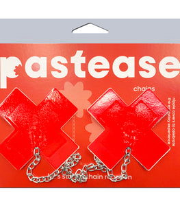 Pastease Faux Latex Red Plus X W/ Chunky Silver Chain