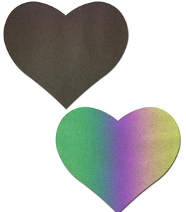 Pastease Reflective Rainbow Heart Nipple Pasties