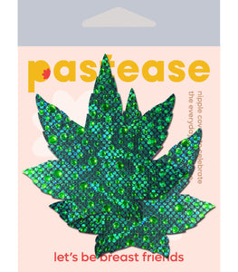 Pastease Indica Pot Leaf Crystal Green Weed Nipple Pasties