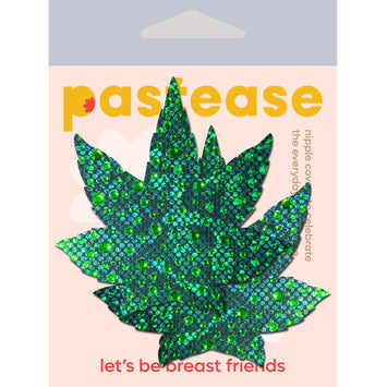 Pastease Indica Pot Leaf Crystal Green Weed Nipple Pasties Default Title