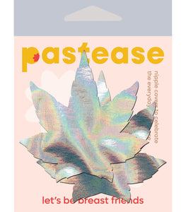 Pastease Indica Pot Leaf Silver Holographic Pasties