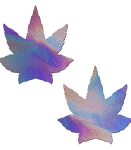 Pastease Indica Pot Leaf Silver Holographic Pasties